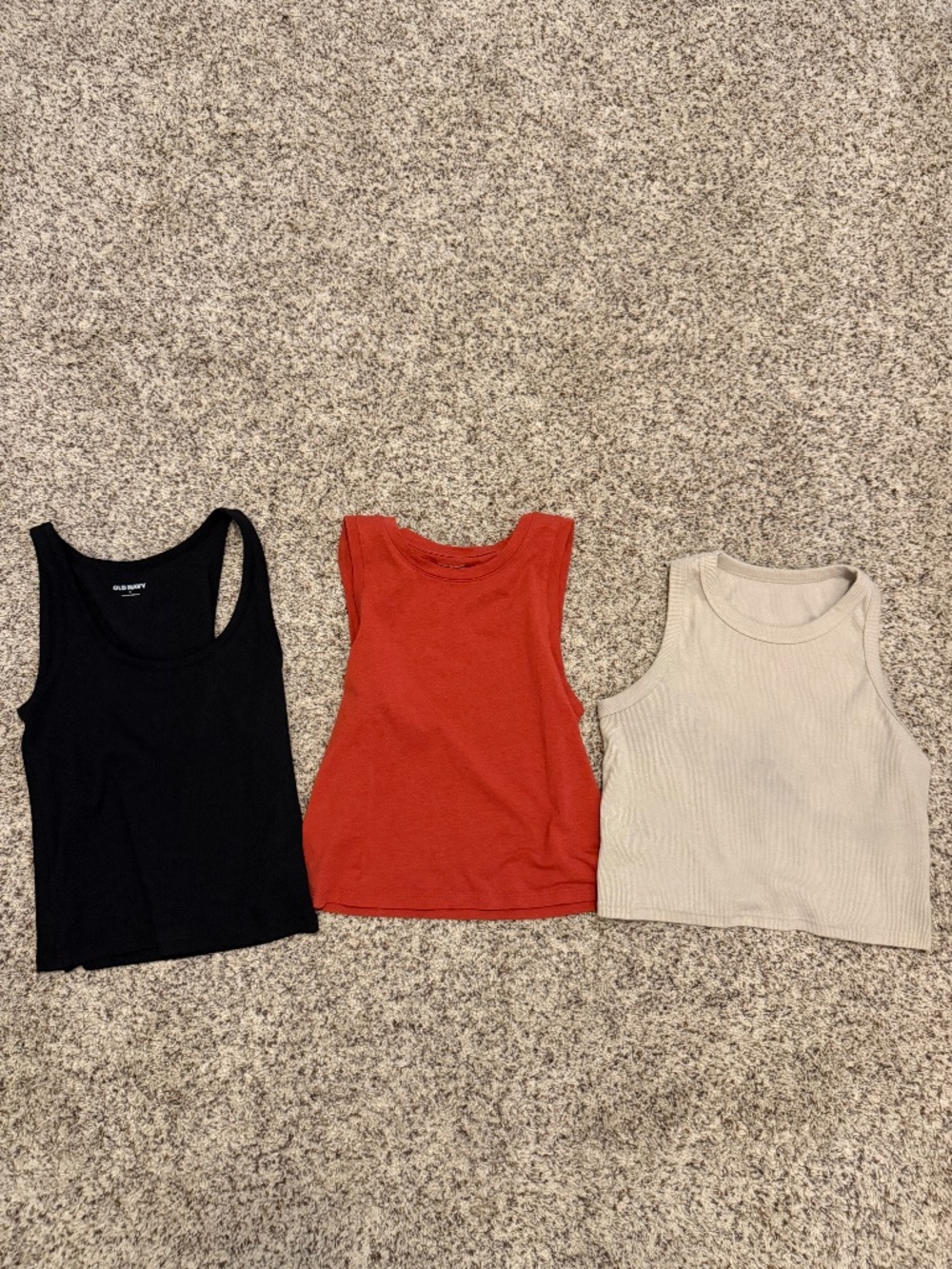 Old Navy Red Tan and Black Small Cropped Tanks